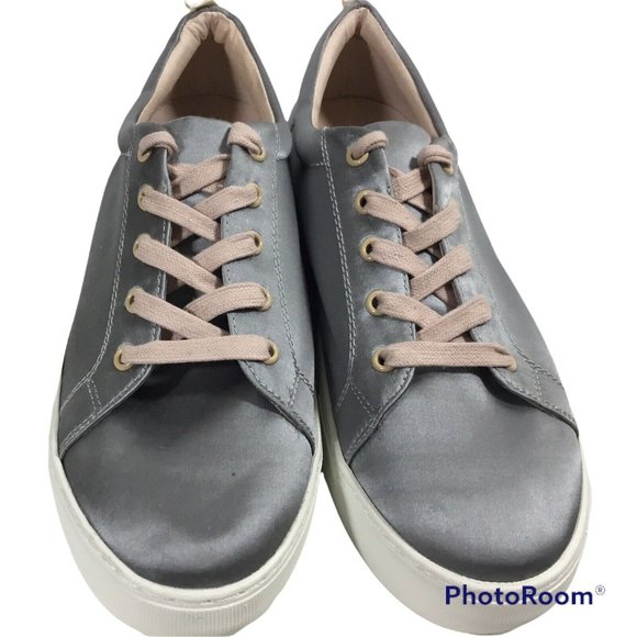 J/Slides NYC Gray Satin Platform Sneakers - Picture 3 of 6